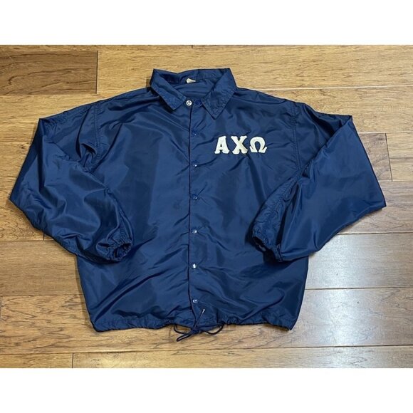 Vtg Russell Fraternity Windbreaker Jacket Size MAlpha Chi Omega 1970s Made USA
